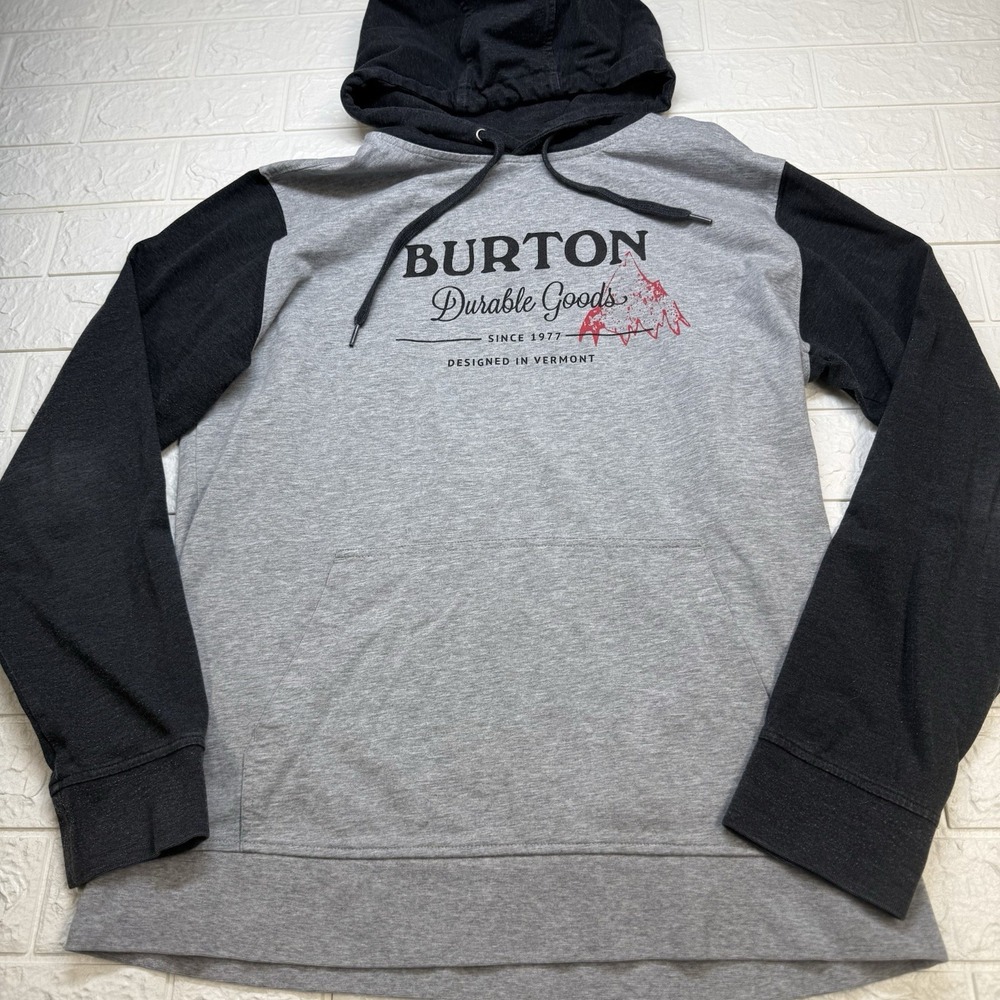 Burton Hoodie Shirt Mens Large Gray Durable Goods Pullover Lightweight Snow Ski